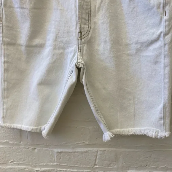 Re/Done || The 80's Long Short Denim Cut Offs Raw Hem Bleach White 29 - Picture 4 of 12